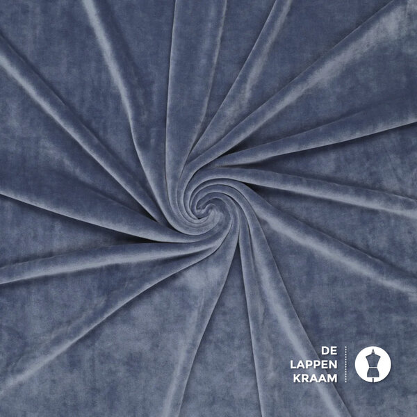 Nicky velours stof jeansblauw