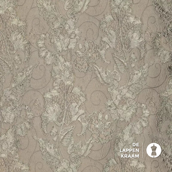 Polyester jacquard met glansdraad beige