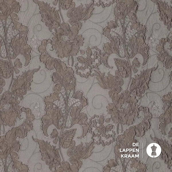Polyester jacquard met glansdraad taupe