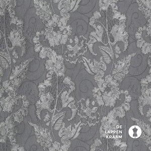 Polyester jacquard met glansdraad zilvergrijs