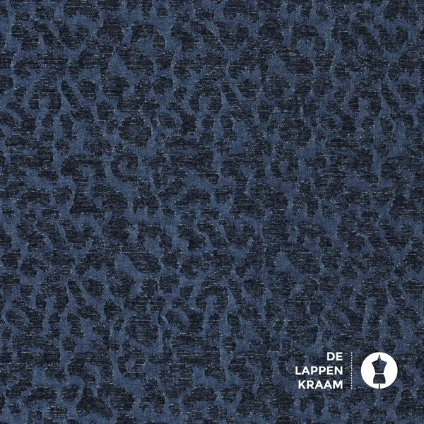 Jeans met donkerblauwe panter-chenille