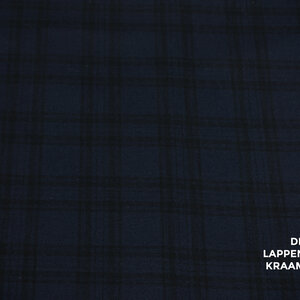Veiling 2 september Coupon 738 Flanel donkerblauw met zwarte ruit 180 x 150cm