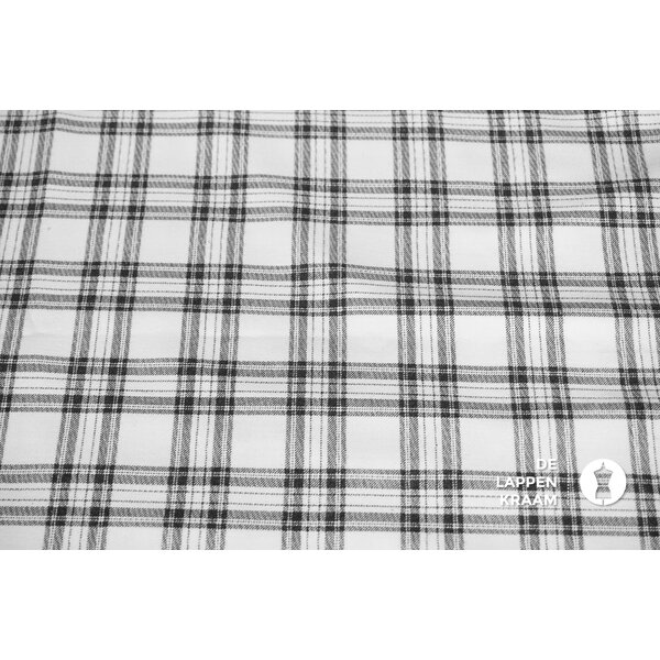 Coupon 737 Flanel in zwart witte ruit 180 x 145cm