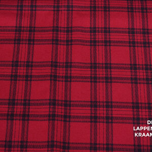  Coupon 707 Flanel roze met zwarte ruit 180 x 150cm