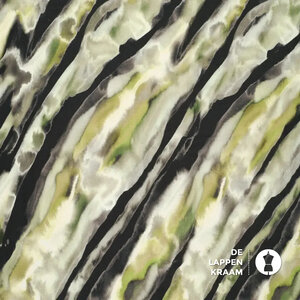 Viscose tricot met diagonaal vlekkenpatroon in groen met zwart