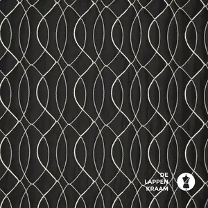  Gewatteerde stof zwart met witte lijnen