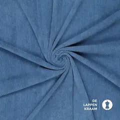  Soepele ribstof jeansblauw