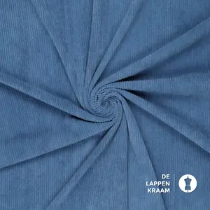  Soepele ribstof jeansblauw