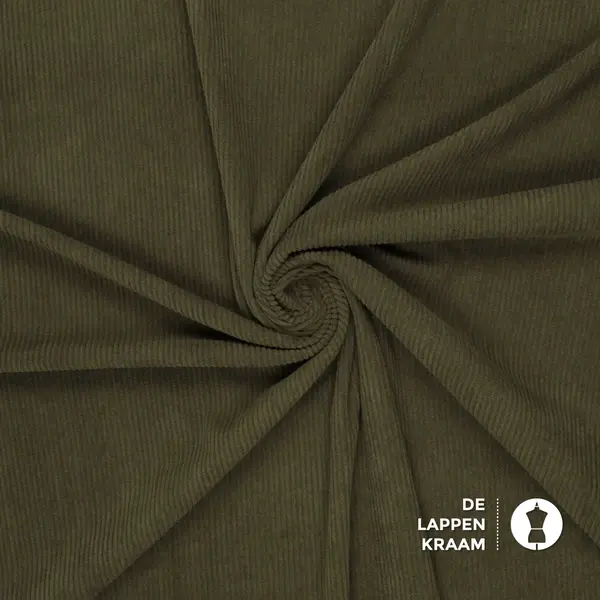 Soepele ribstof legergroen