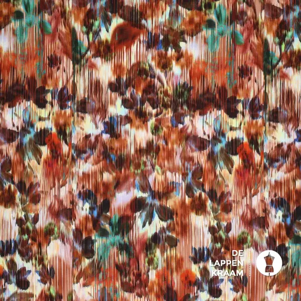 Viscose stretch met vervaagde bloemenprint rood