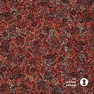 Viscose tricot in roodtinten met bloemenprint