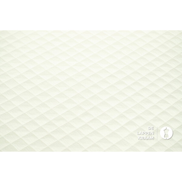 Tricot stof doorgestikt in ruitvorm ecru