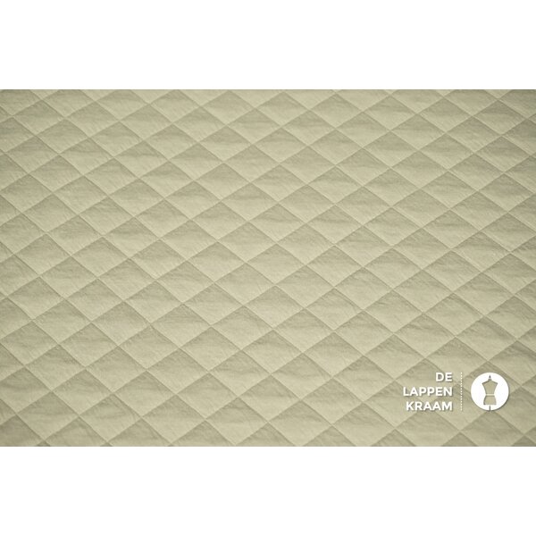 Tricot stof doorgestikt in ruitvorm licht beige