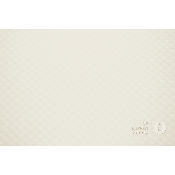 Tricot stof doorgestikt in kleine ruitvorm ecru