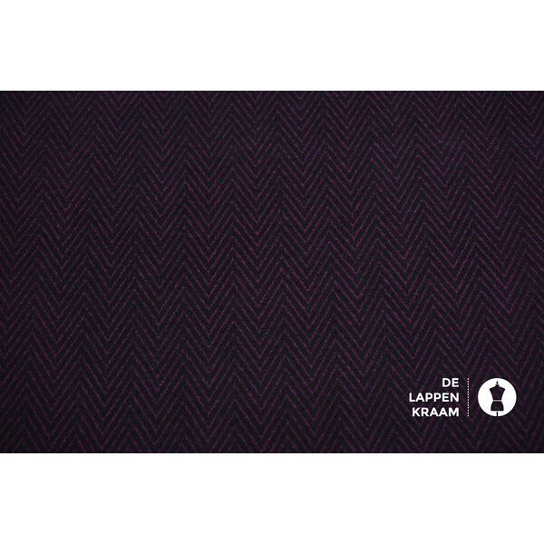 A la Ville Mantelstof in tweekleurig visgraatmotief cyclaam-zwart