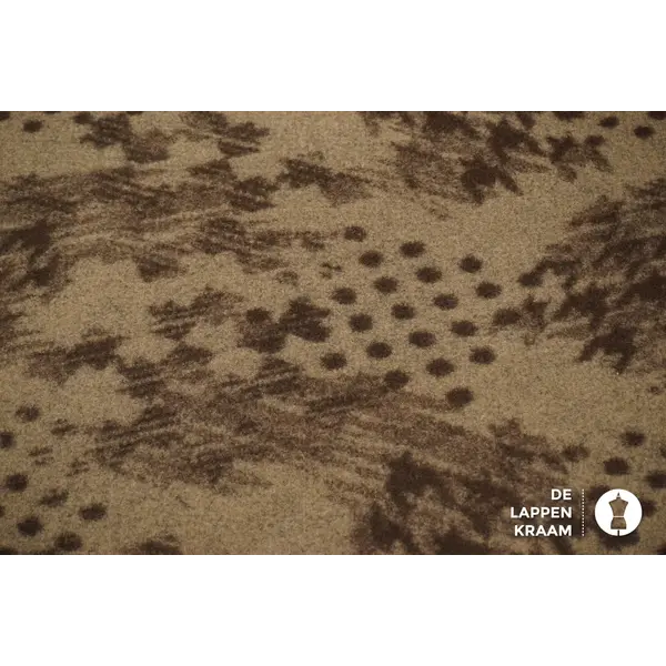 SALE Gekookte wol stof beige met bruin