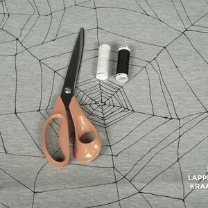  French terry grijs met spinnenwebben