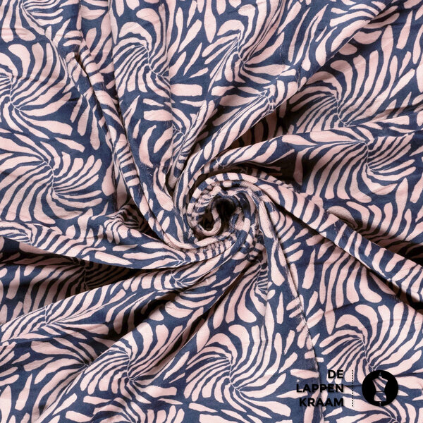 Nicky velours in lichtroze en jeansblauw