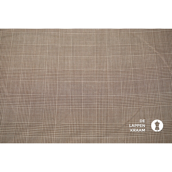 Katoenen voile beige geruit