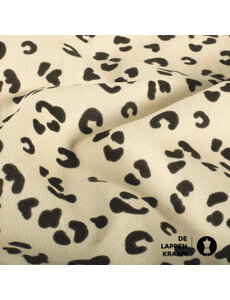 Baby ribfluweel ecru met kleine leopard print