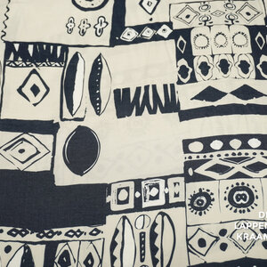  Viscose beige met donkerblauwe abstracte print