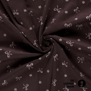  Baby ribfluweel aubergine met roze strikjes