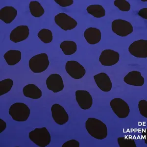  Silky touch in kobalt met zwarte polkadots