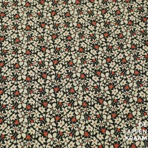  Viscose crepe zwart met beige bloemetjes
