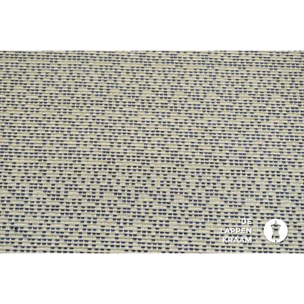 SALE Boucle stof ecru met donkerblauwe streepjes