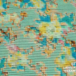  Crepestof met blokjesprint mintgroen