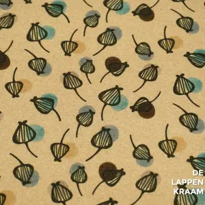  Mantelstof beige met gestyleerde blaadjes