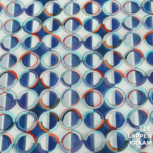  Katoenen voile met cirkelprint blauw