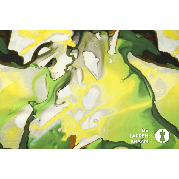 Viscose stof met gevlekt dessin lime