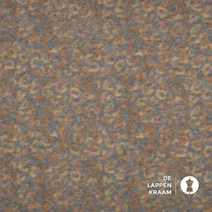 Coupon 27 Gekookte wol stof grijs met bruine panterprint 100 x 160 cm