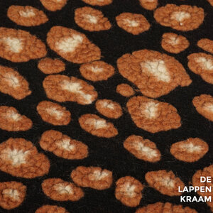  Coupon 237 Gekookte wol stof met 3d panterprint zwart 100 x 160 cm