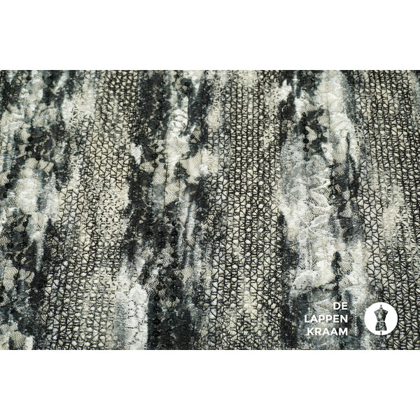 SALE Zwart wit kant stof met pailletten