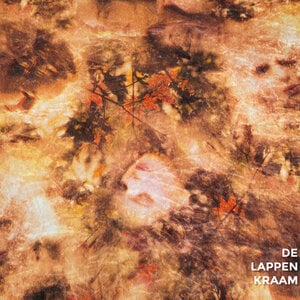  Stretch velours in herfstprint met gezichten