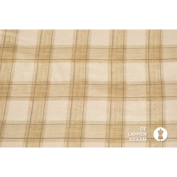 Linnenmix stof in beige geruit