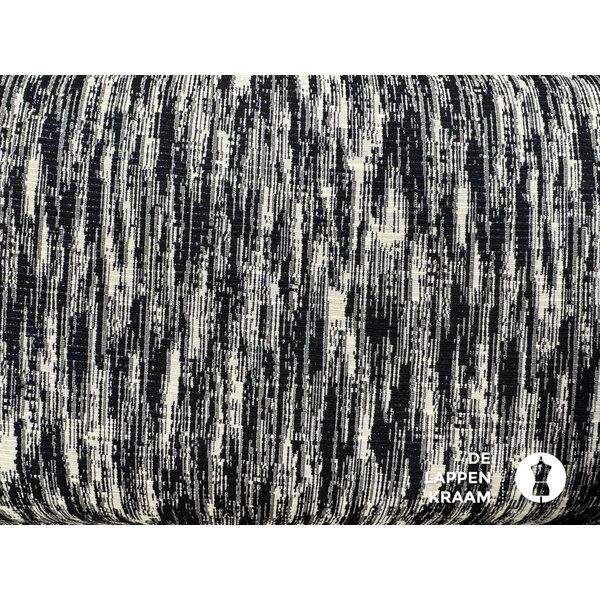 Jacquard diep donkerblauw en wit met blauwe lurex