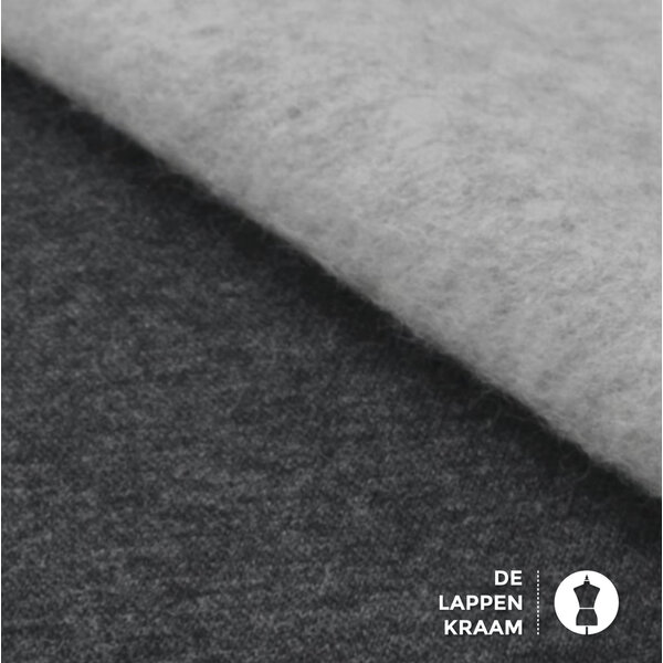 Basic Joggingstof donkergrijs gemeleerd