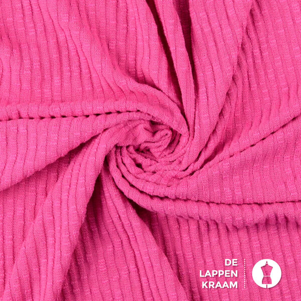 Gebreide ribbelstof fuchsia
