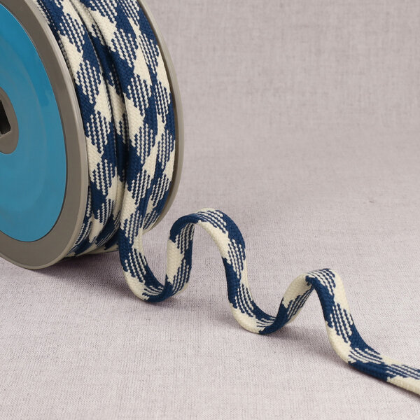 Geruit hoodiekoord donkerblauw - ecru