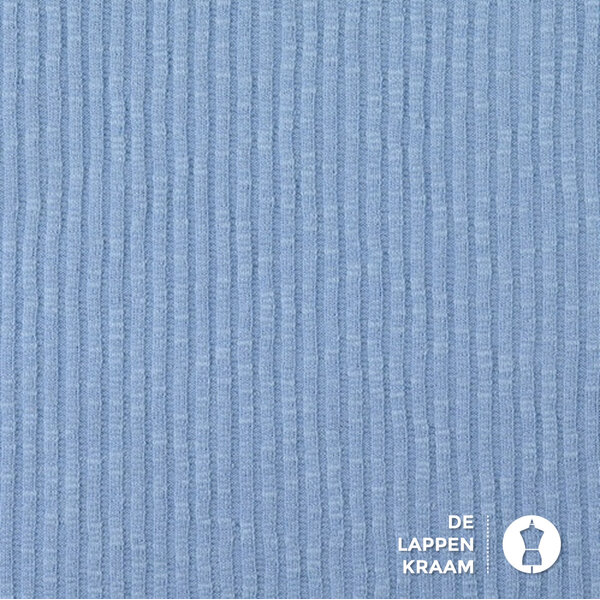 Gebreide ribbelstof lichtblauw