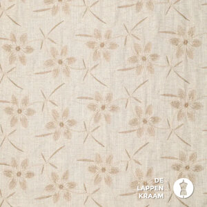  Linnenmix met geborduurde bloemen beige