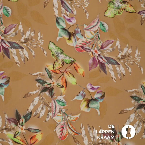 Viscose caramel met bloemenprint