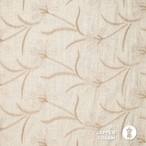  Linnenmix met geborduurde palmen beige