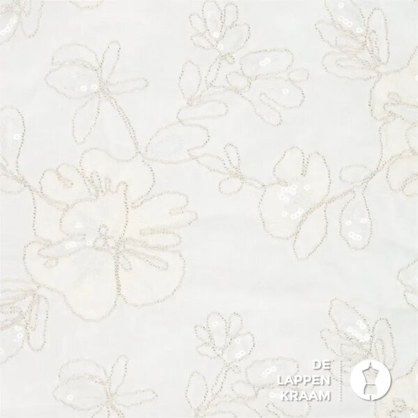 Katoen stof met glitterdraad en pailletten