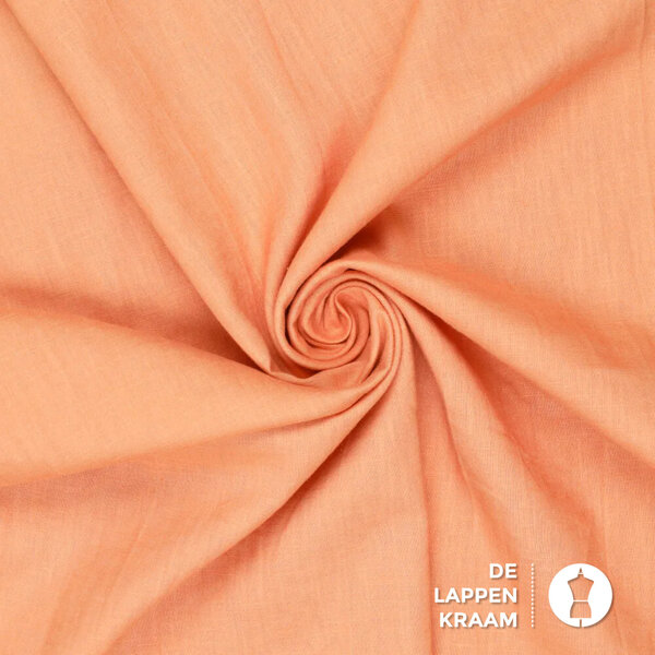 Washed linnen stof zalmroze