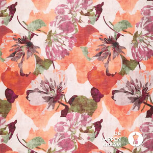  Viscosemix met glans in bloemdessin roze