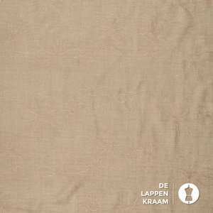 Twill in beige met geborduurde bloemen